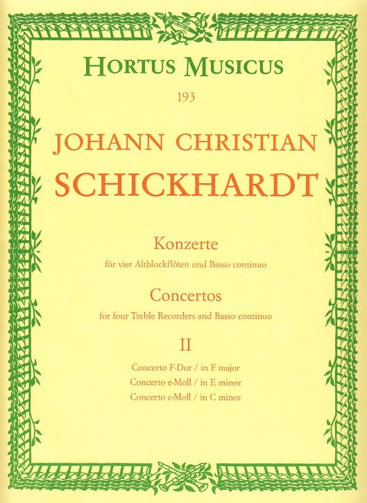 Schickhardt, Johann Christian - Concerti Band 2 - 4 Altblockflöten und Bc.