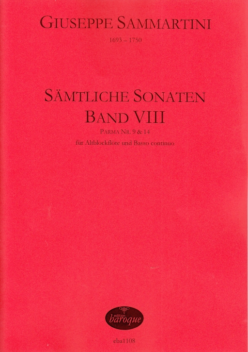 Sammartini, Giuseppe - Sämtliche Sonaten, Band VIII - Altblockflöte und Basso continuo