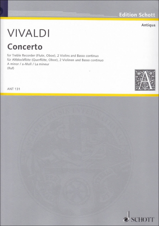 Vivaldi, Antonio - Concerto a-moll RV 108 - Altblockflöte, 2 Violinen und Bc