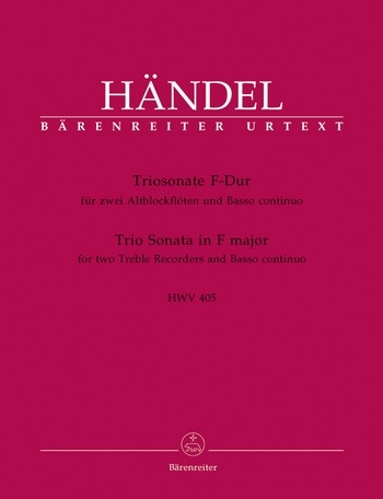 Händel, Georg Friedrich - Triosonate F-dur HWV 405 - 2 Altblockflöten und Bc.