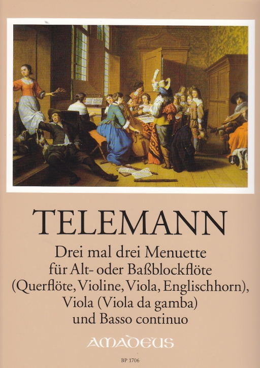 Telemann, Georg Philipp - Three times three menuets - treble or bass recorder, viola and Bc.