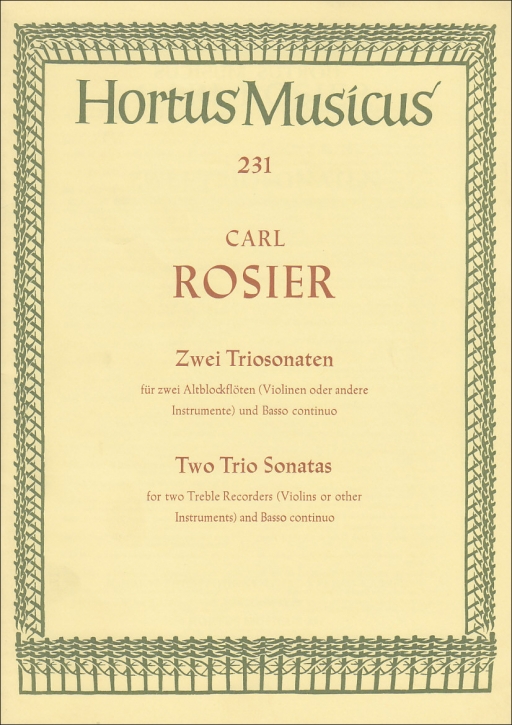 Rosier, Carl - Zwei Triosonaten - 2 Altblockflöten und Bc.