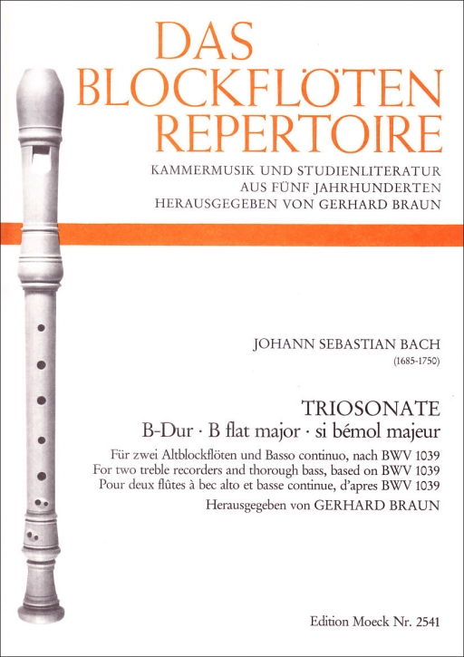 Bach, Johann Sebastian - Triosonate B-dur nach BWV1039 - 2 Altblockflöten und Bc.