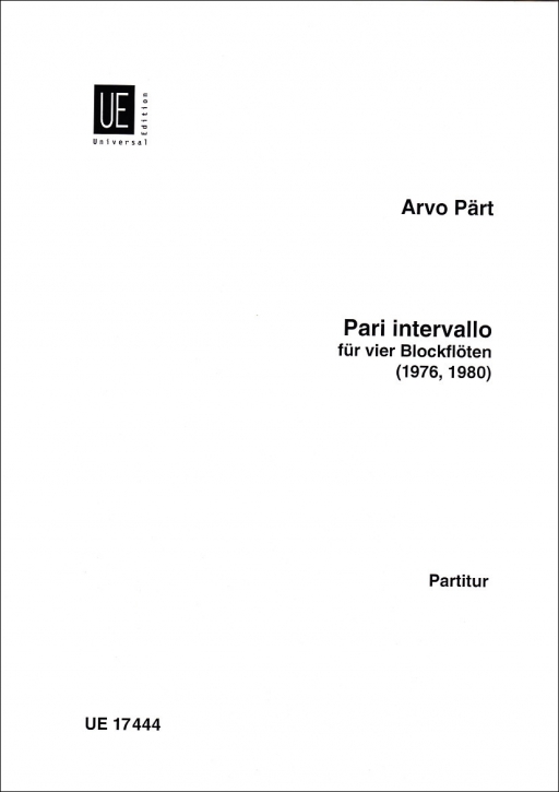 Pärt, Arvo - Pari Intervallo - SATB