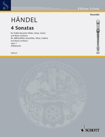 Händel, Georg Friedrich - Vier Sonaten op. 1 - Altblockflöte und Basso continuo