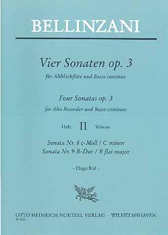 Bellinzani, Paolo Benedetto - Vier Sonaten op. 3  Band 2 - Altblockflöte und Basso continuo