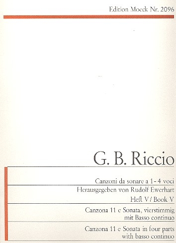 Riccio, Giovanni Battista - Canzoni da sonare V - SATB und Bc.