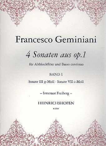 Geminiani, Francesco - Vier Sonaten op.1 Band 1 - Altblockflöte und Basso continuo