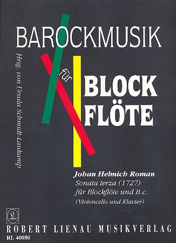 Roman, Johann Helmich - Sonata terza - Altblockflöte und Basso continuo