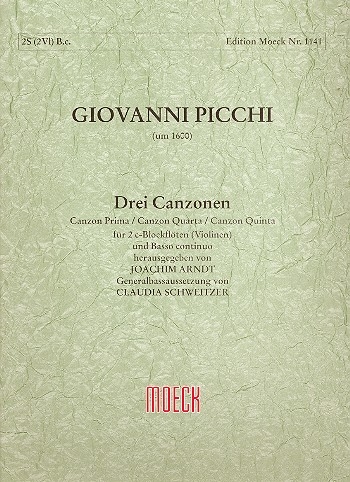 Picchi, Giovanni - Drei Canzonen - 2 Sopranblockflöten und Bc.