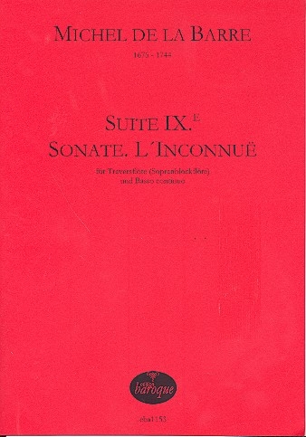 Barre, Michel de la - XI.e Suite G-dur - Sopranblockflöte und Basso continuo