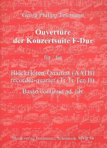 Telemann, Georg Philipp - Ouvertüre F-dur - AATB / Bc